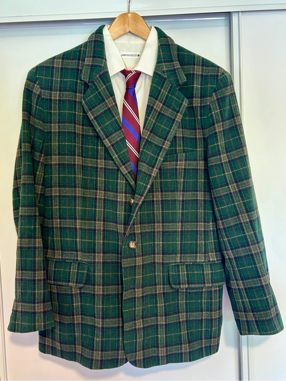 Vintage GAP Green Plaid Wool Sport Coat 40R